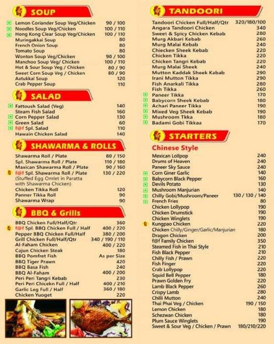 Food Finger Menu, Menu for Food Finger, Anna Nagar East, Chennai