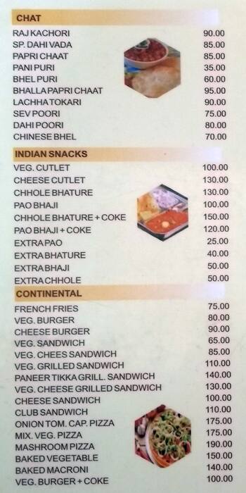 Bombay Misthan Bhandar menu