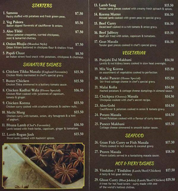 Le Taj Menu, Menu for Le Taj, West Melbourne, Melbourne Urbanspoon/Zomato