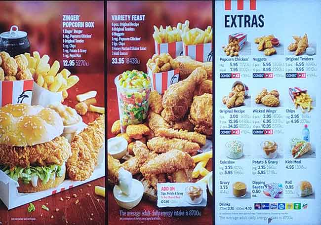 Kfc Menu Menu For Kfc Fawkner Melbourne