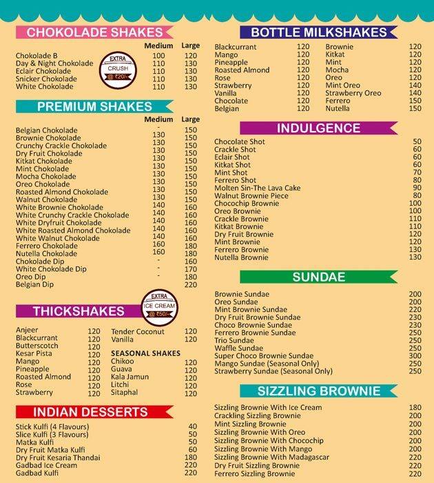 Café Chokolade menu