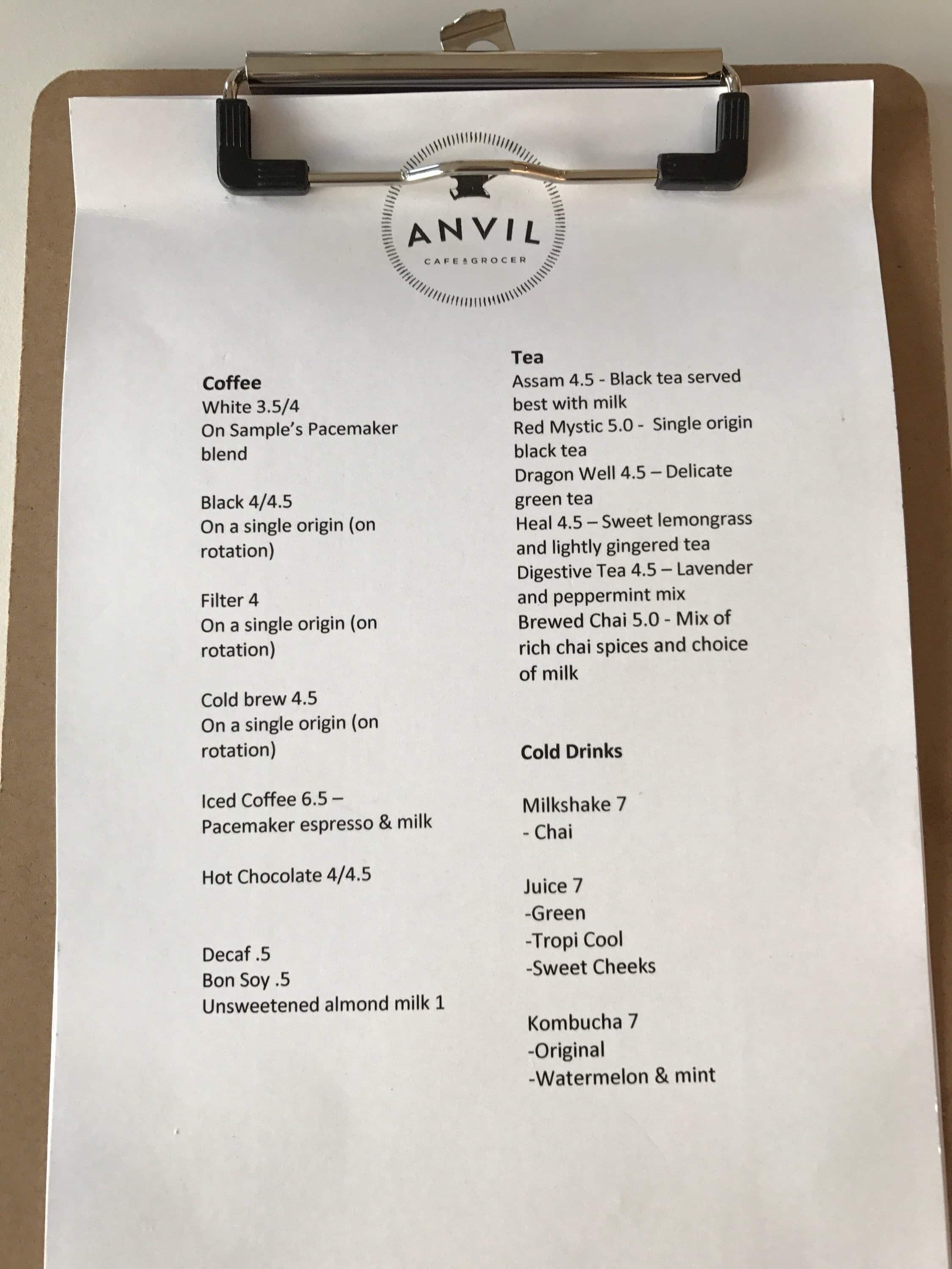 Anvil Cafe & Grocer Menu Urbanspoon/Zomato
