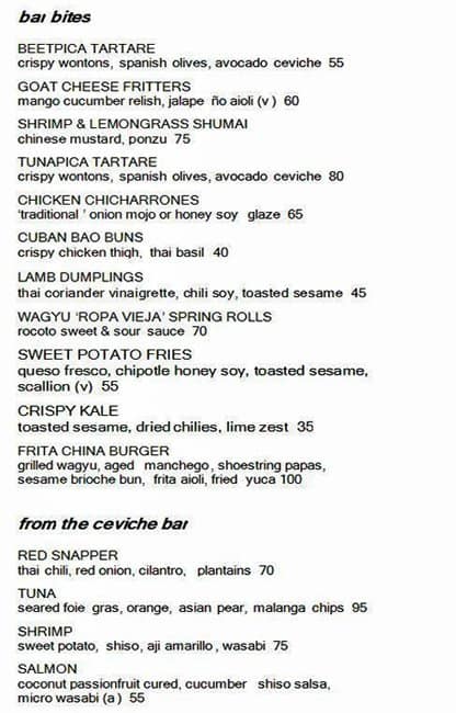 Asia De Cuba Menu Menu For Asia De Cuba Al Khubeirah Abu Dhabi