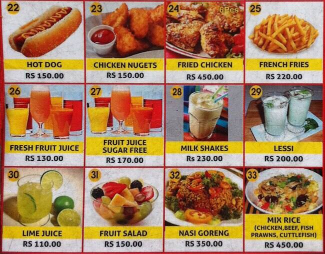Mount Burger menu