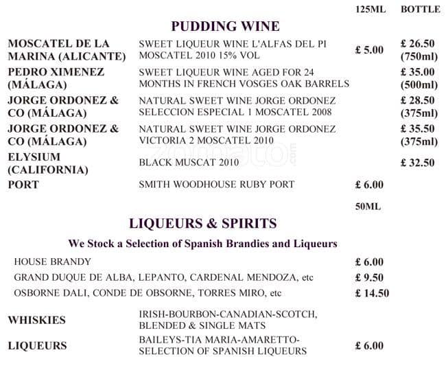 Menu at About Thyme Restaurant, London