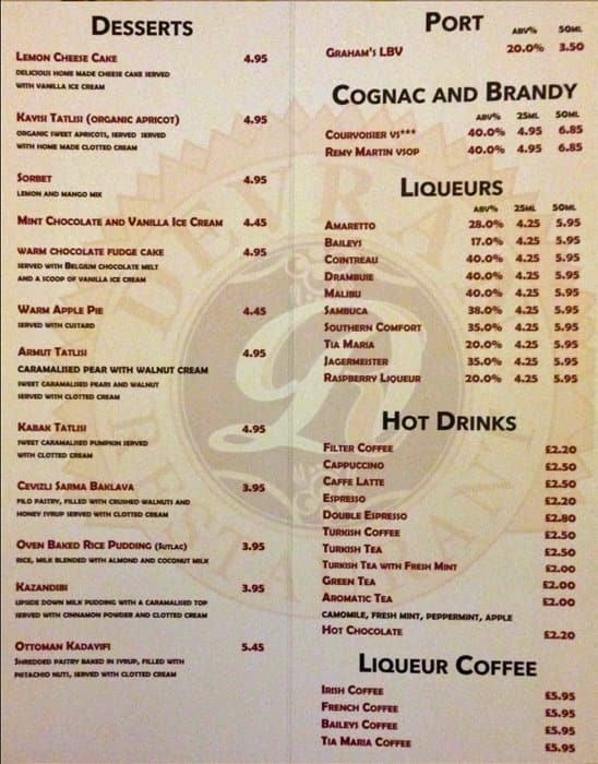 Menu At Devran Kitchen Restaurant London 485 487 Green Lanes