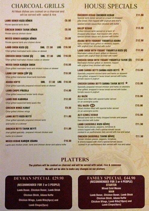 Menu At Devran Kitchen Restaurant London 485 487 Green Lanes