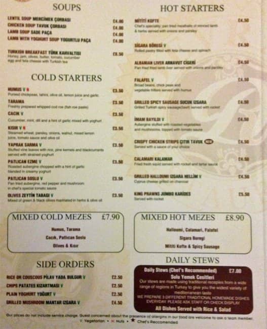 Devran Restaurant Menu, Menu for Devran Restaurant, Stoke Newington