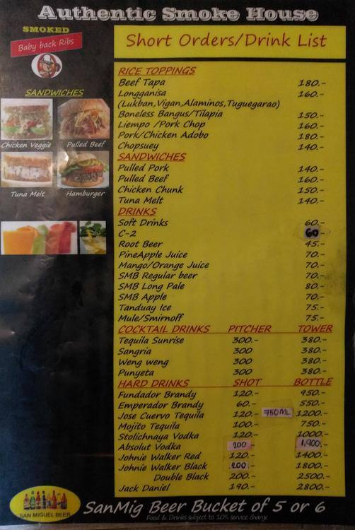 Smoke Out menu