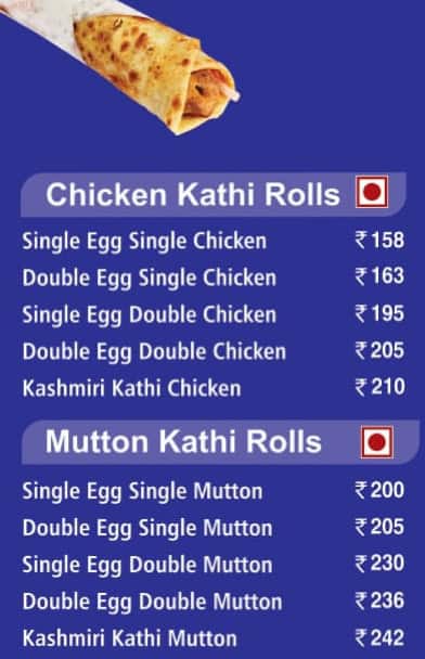 The Kathis menu