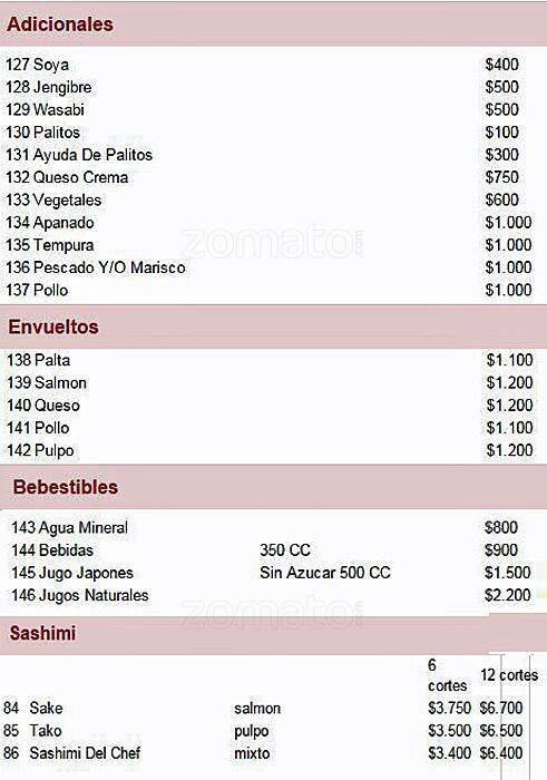 Kyro Sushi Menu Menu Para Kyro Sushi La Florida Santiago