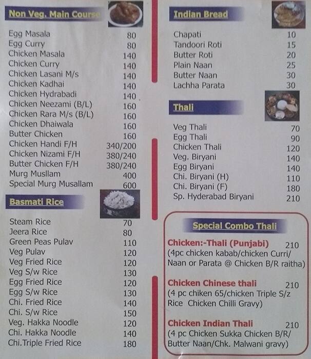 Sinhgad Snack Center menu