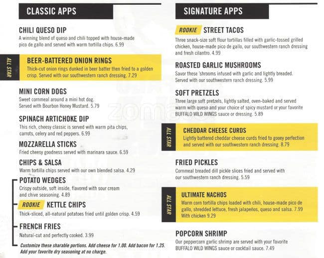 buffalo wild wings party menu prices