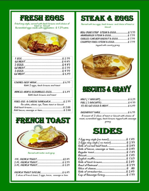 Menu at South Main Diner restaurant, Caseyville