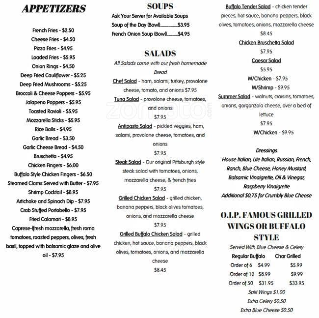 Original Italian Pizza Menu, Menu for Original Italian Pizza, Sayre