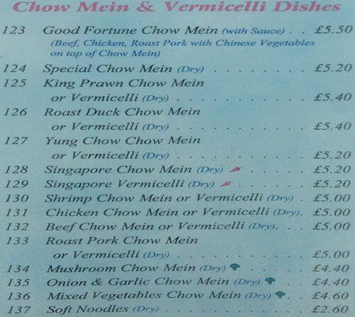 Good Fortune menu