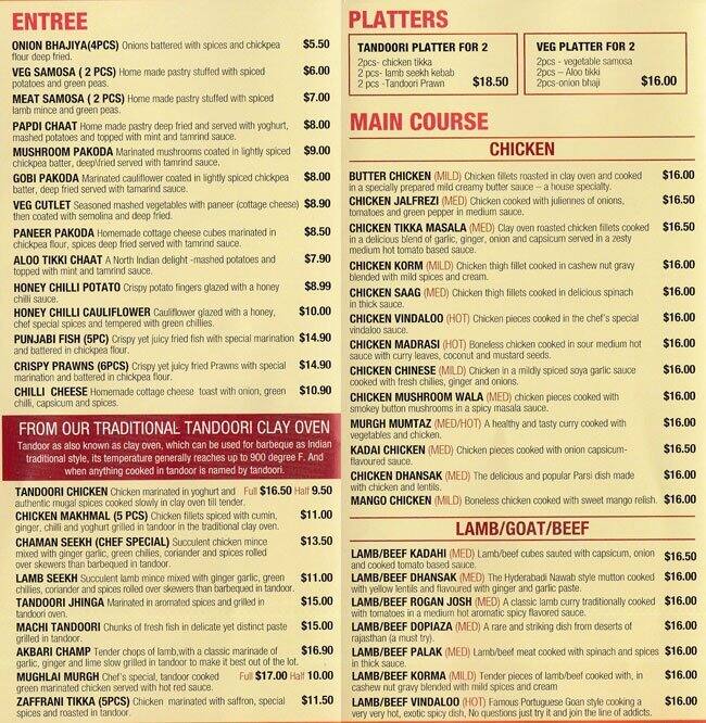 Indian Twist Restaurant Menu, Menu for Indian Twist Restaurant