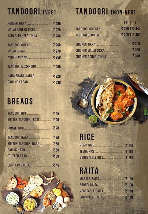 Desi Handi menu