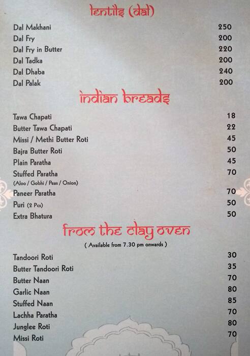 Ratnawali - A Vegetarian Heritage Hotel menu