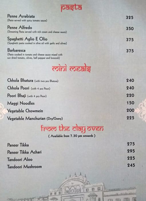 Ratnawali - A Vegetarian Heritage Hotel menu