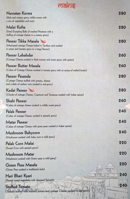 Ratnawali - A Vegetarian Heritage Hotel menu