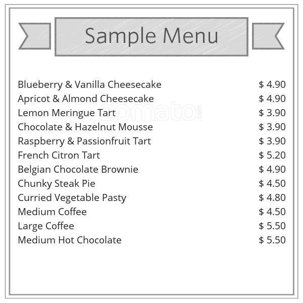 The Rolling Pin Bakery & Patisserie menu Urbanspoon/Zomato