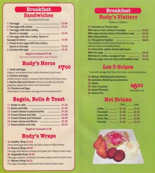Rudy Deli Restaurant Menu, Menu for Rudy Deli Restaurant, Maspeth, New