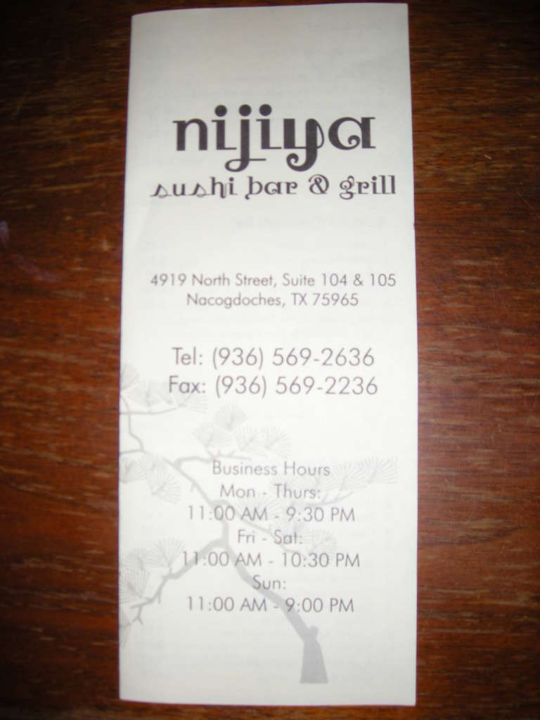 Nijiya Sushi Bar & Grill menu - Urbanspoon/Zomato