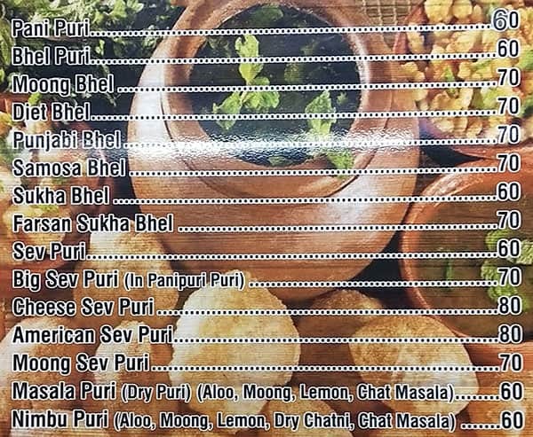 Sharma Bhelpuri House menu