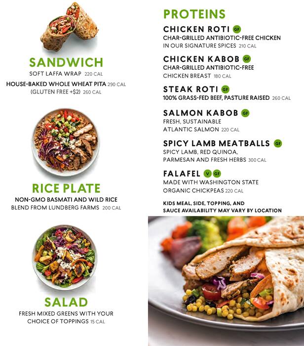 Roti Modern Mediterranean Menu