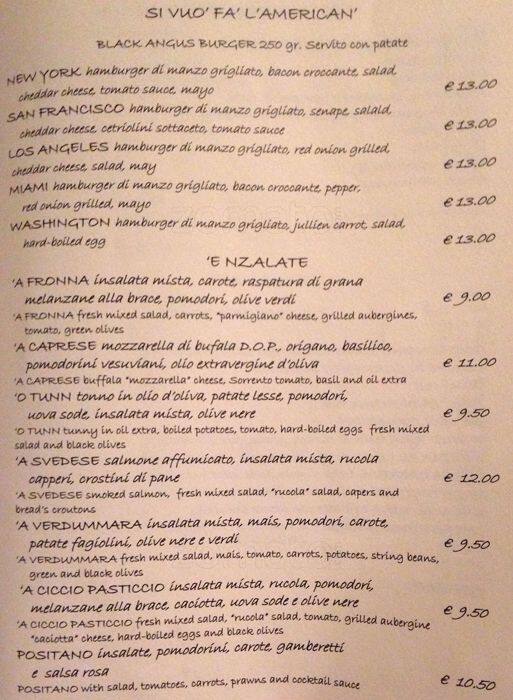 Menu di Frank Pummarola 