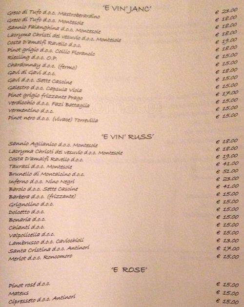 Menu di Frank Pummarola 