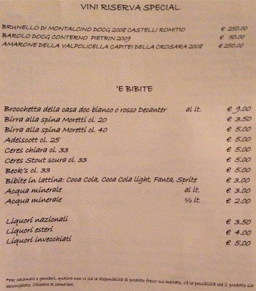 Menu di Frank Pummarola 