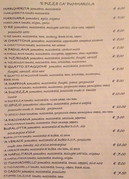 Menu di Frank Pummarola 