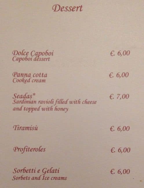 Menu di Ristorante CAPO BOI 