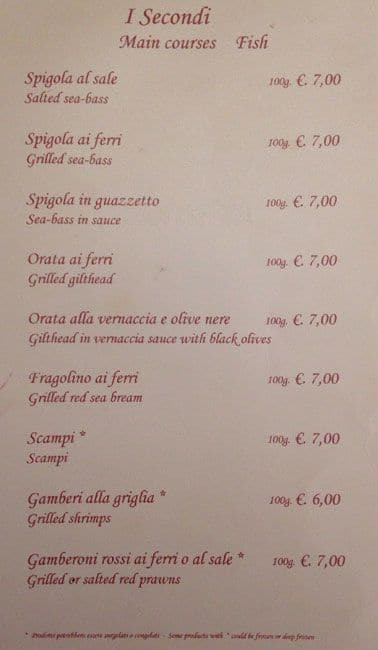 Menu di Ristorante CAPO BOI 