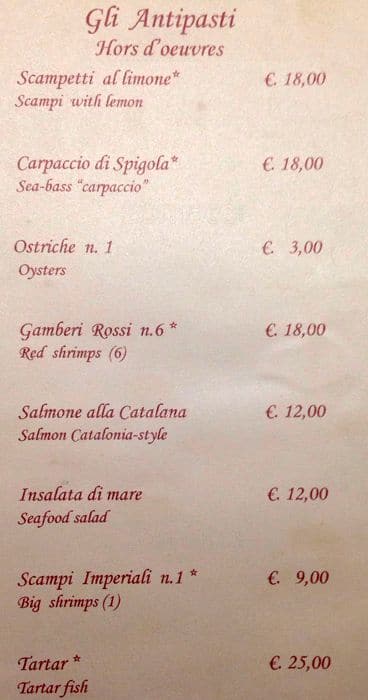 Menu di Ristorante CAPO BOI 