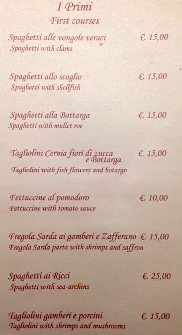 Menu di Ristorante CAPO BOI 