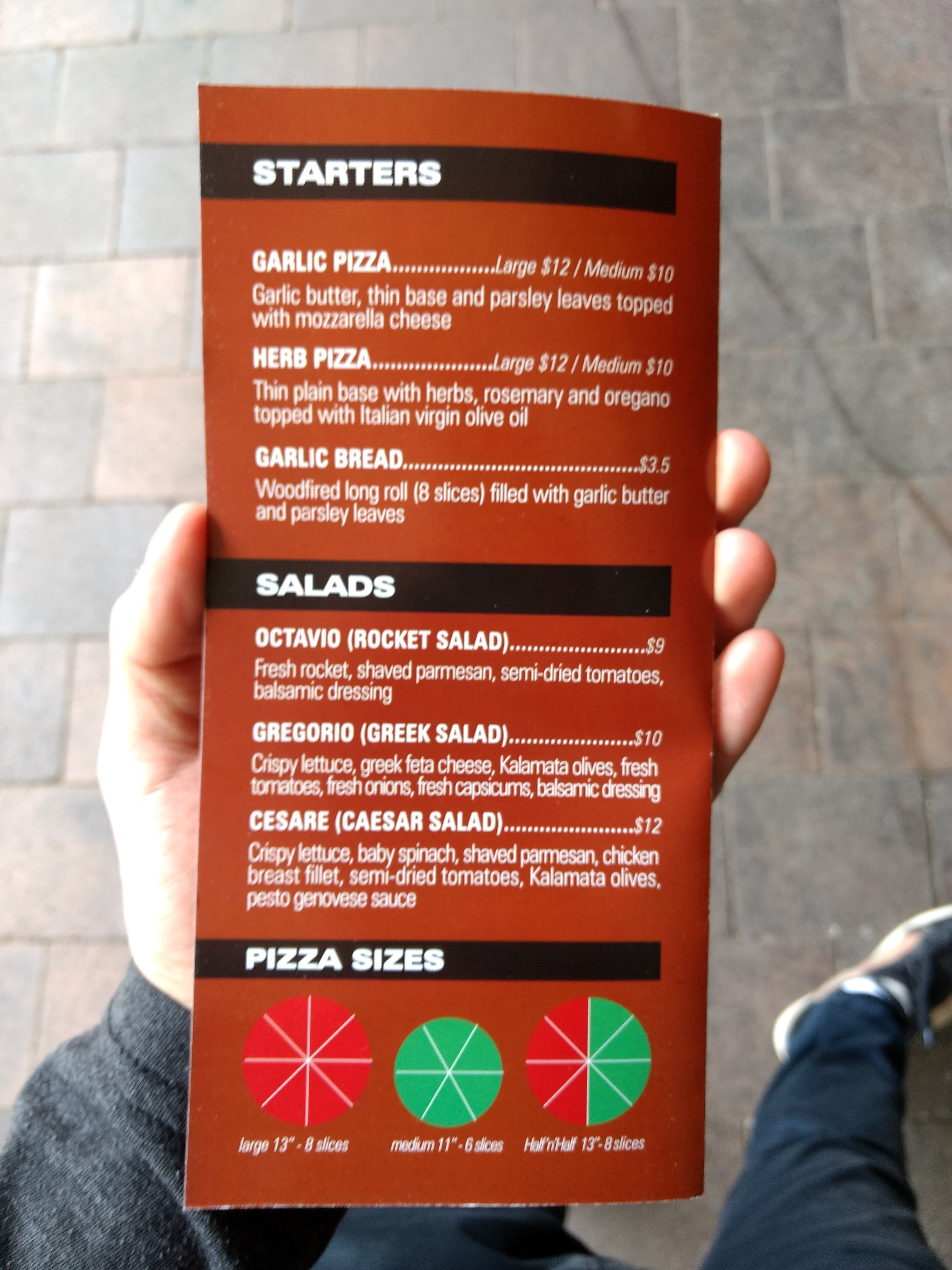 Ciao Ciao Pizza menu, Menu restauracji Ciao Ciao Pizza, Crows Nest