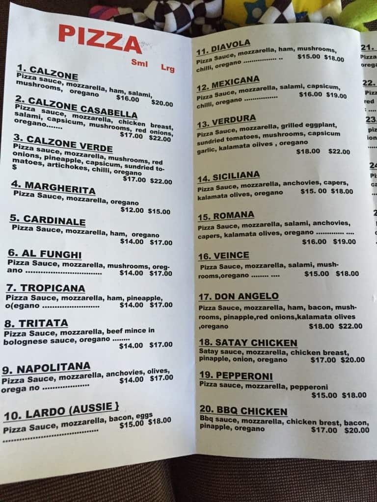 Menu at George's Pizzeria, Gold Coast, 5/148 Maudsland Rd