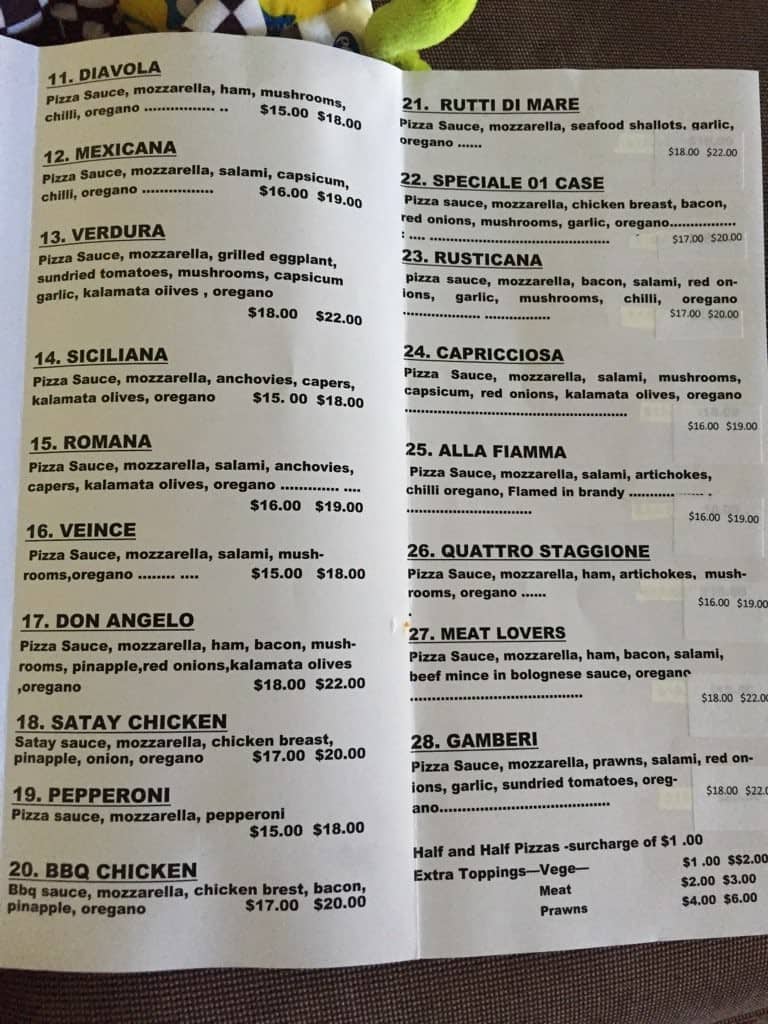 Menu at George's Pizzeria, Gold Coast, 5/148 Maudsland Rd