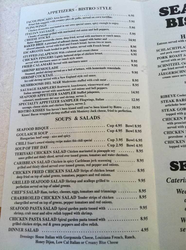 Seaside Bistro Menu, Menu for Seaside Bistro, Galveston, Houston