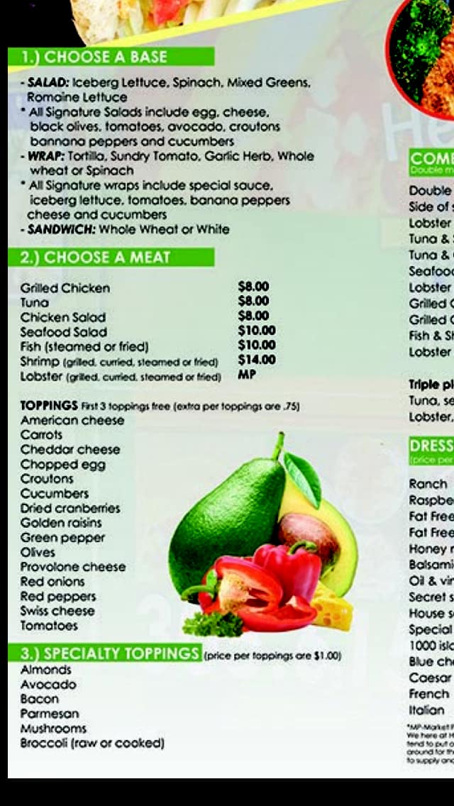 Menu at healthy lifestyle cafe, Miami Gardens