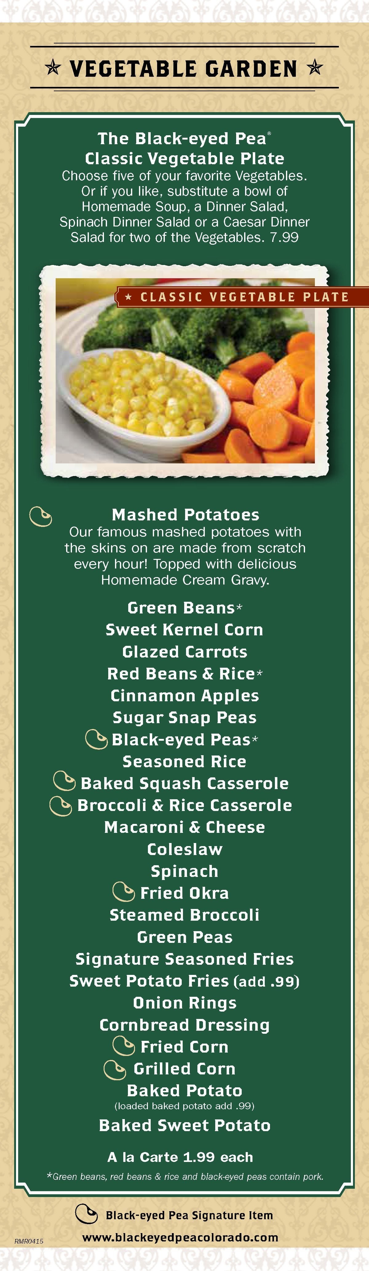 Black-eyed Pea menu