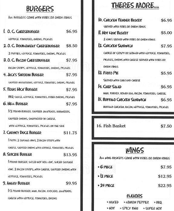 Carta de Angry Burger Shack