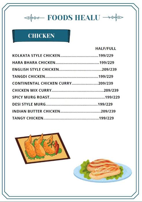 Foods Healu menu