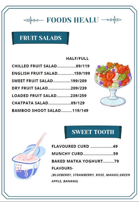 Foods Healu menu