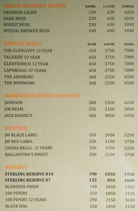 7 Barell Brew Pub menu