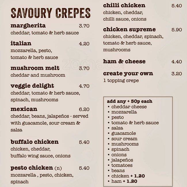 Menu at Indulge desserts, Pinner, 209211 Marsh Rd