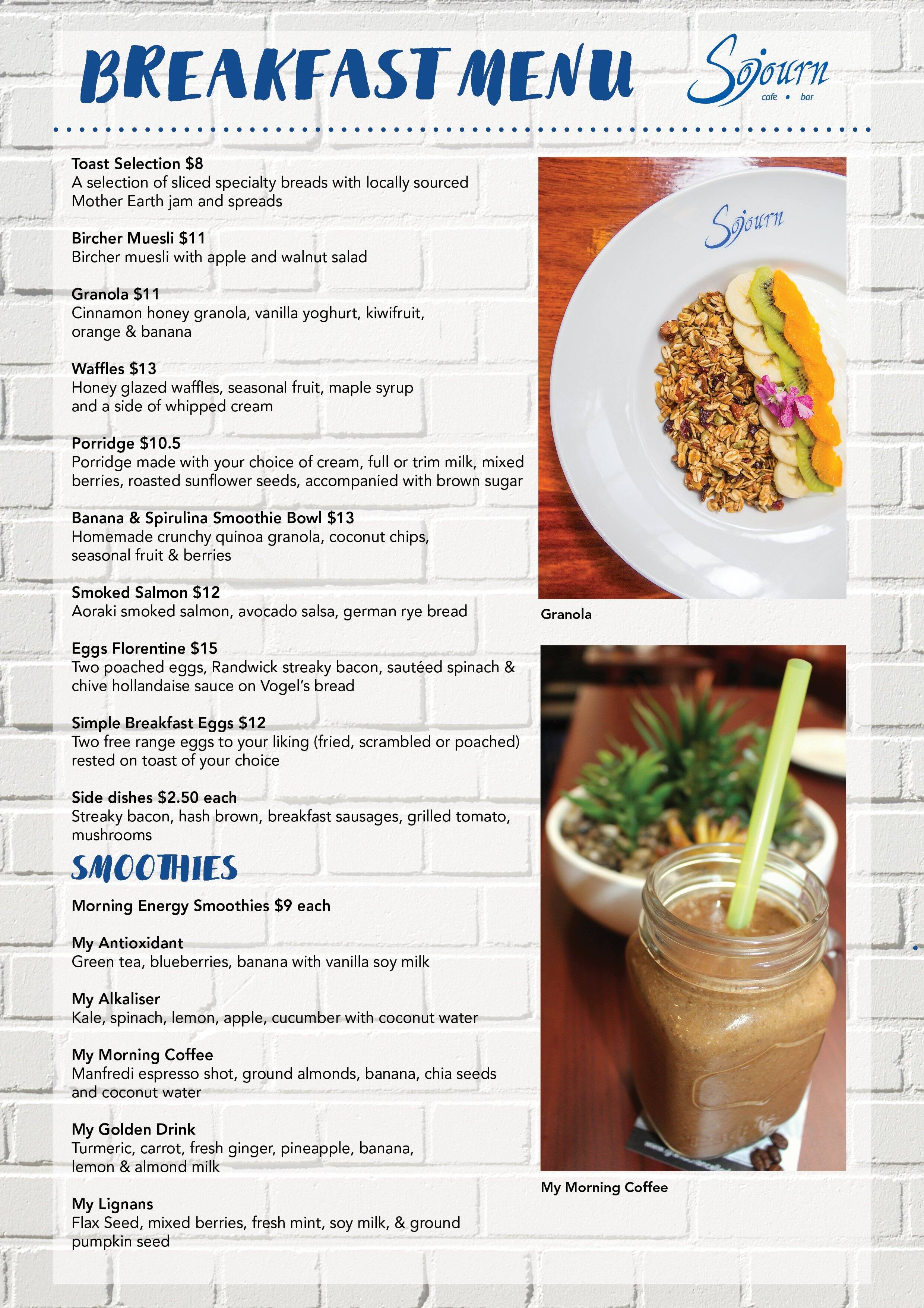 Sojourn Cafe & Bar James Cook Hotel Grand Chancellor Menu Menumania/Zomato